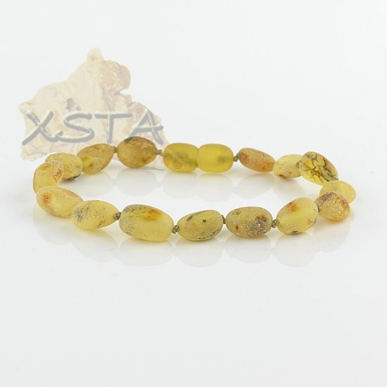 Green yellow raw amber bracelet